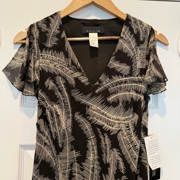 Vtg 90s Y2K Midi Dress Women’s 4 Silk Black Feathers Whimsigoth Fairy Whimsical - Picture 4 of 11